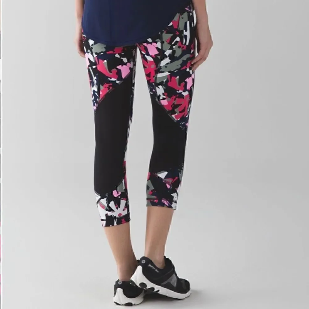 Lululemon Pace Rival Crop Pop Cut Boom Juice Multi Black pants leggings!
